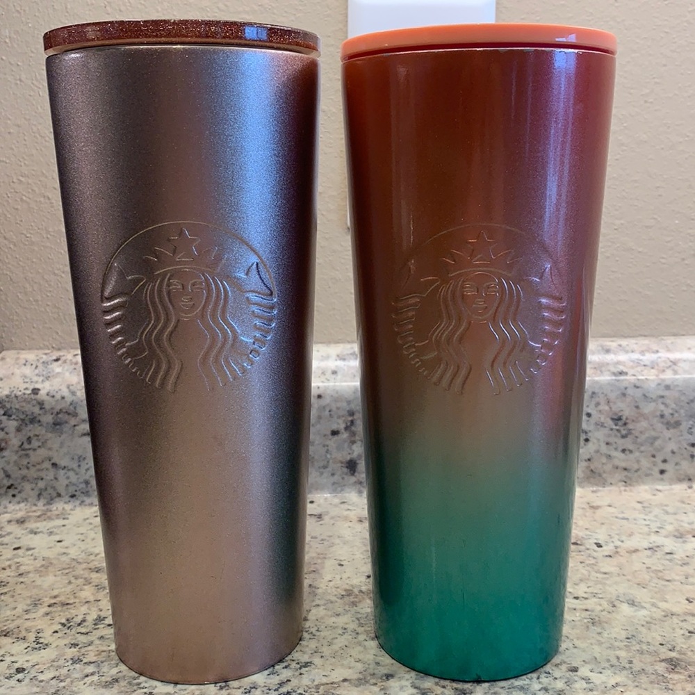 2- 24 oz Starbucks stainless steel cups.